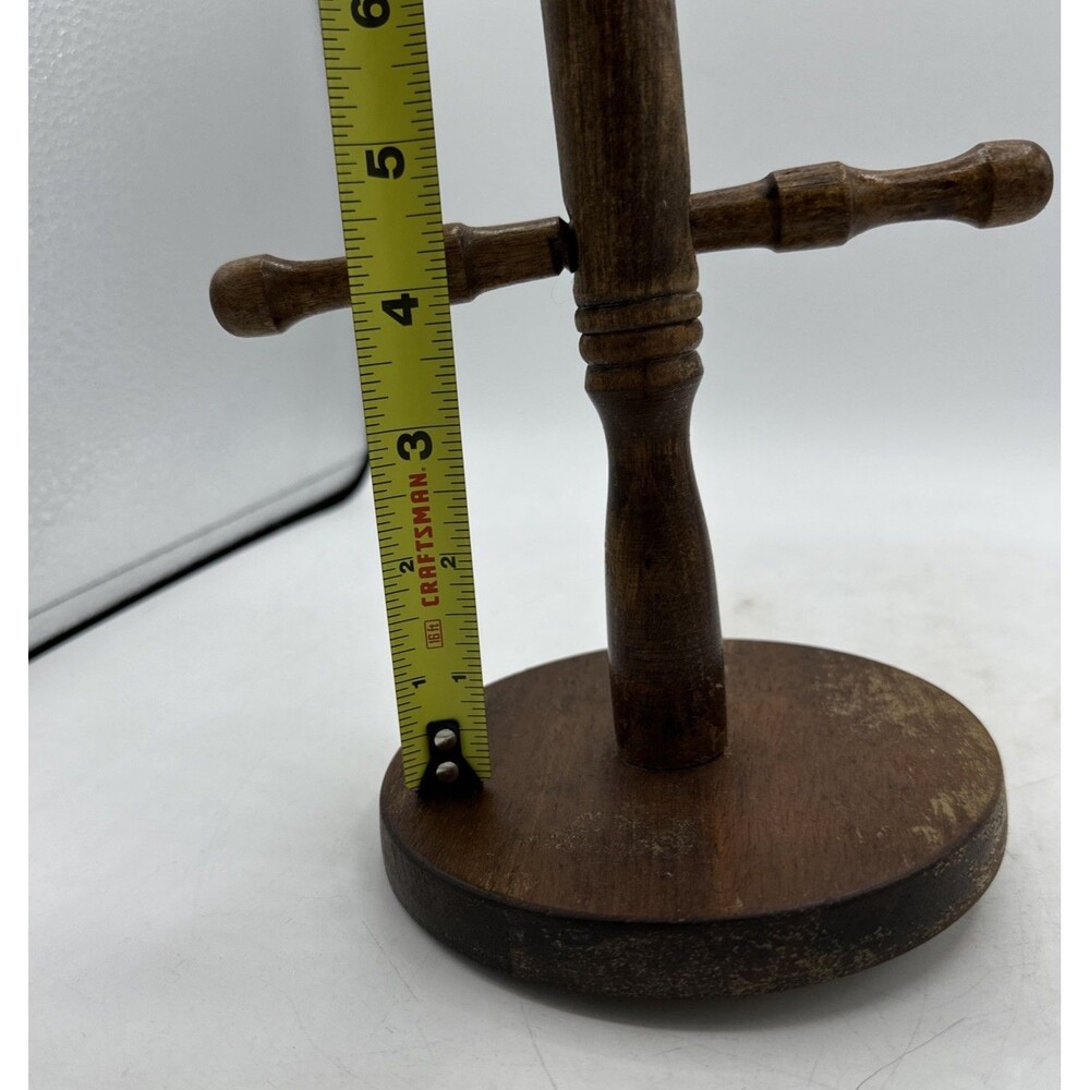 Vintage Wooden Mug Tree Holder Dark Wood 4 Pegs 11” - Picture 15 of 16